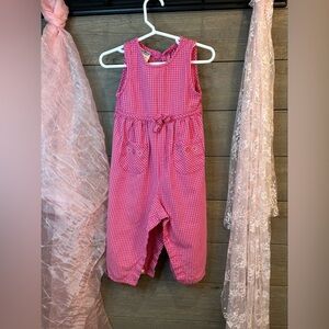 OshKosh B’gosh Pink Checkered Romper 18 Months Baby Girl Bow One-Piece